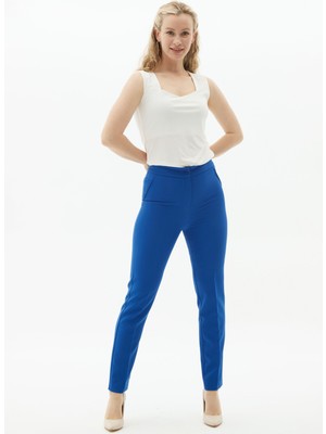 Selen Normal Bel Standart Saks Kadın Pantolon 24YSL5175