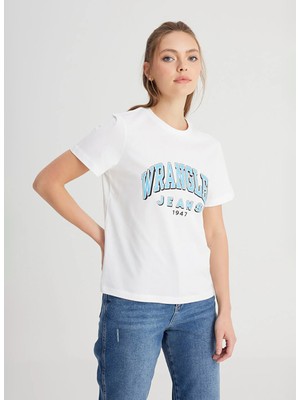 Wrangler Bisiklet Yaka Kırık Beyaz Kadın T-Shirt W7N4205541102-Bısıklet Yaka T-Shirt