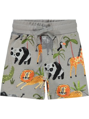 Civil Boys Gri Kapri Erkek Çocuk 2-5 Yaş Yazlık Hayvan Desenli Rahat Kesim