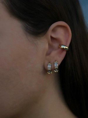 Jerie Gold ve Silver Düz Plaka Pirinç Kaplama Earcuff Kıkırdak Trend Küpe