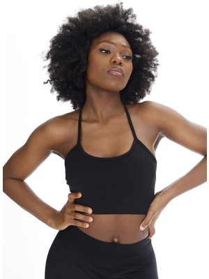 Quitaly Virtus Çapraz Askılı Seamless Büstiyer Siyah