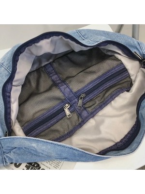 Songli Açık Mavi Kadın Kemer Çantası Erkekler Hip Hop Moda Serseri Seyahat Çanta Telefon Kılıfı Unisex Crossbody Sling Göğüs Çanta Denim Çanta Omuz Çantaları (Yurt Dışından)