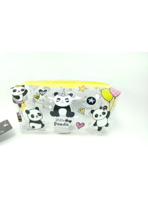 İleri Grup Şeffaf Desenli Fermuarlı Kalem Kutusu -Panda