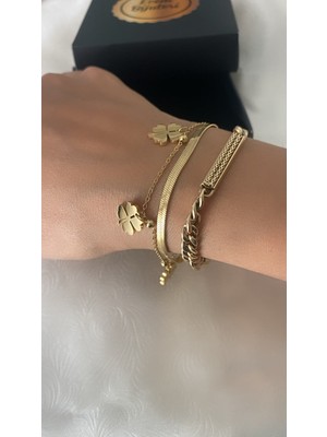 Ecem Bujiteri Çelik Altın Kaplama Zincir Bileklik
