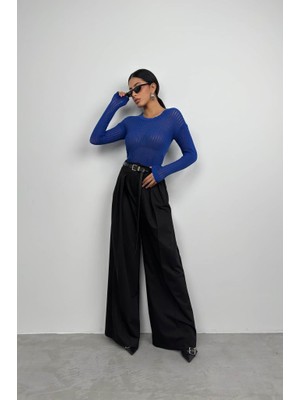 Black Fashion Fitilli Transparan Bluz