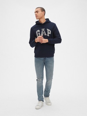 Gap Erkek Siyah Gap Logo Kapüşonlu Sweatshirt