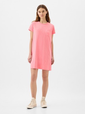 Gap Kadın Pembe Cepli T-Shirt Elbise