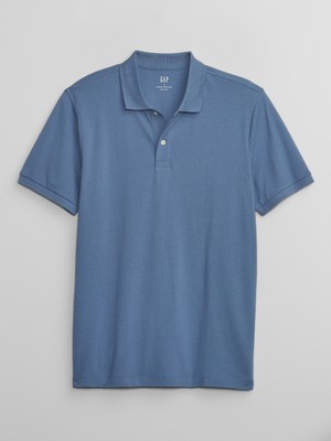 Gap Erkek Mavi Streç Pique Polo Yaka T-Shirt