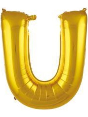 Eğlence Marketi 40 Inç 100 cm Altın Folyo Harf Balon U