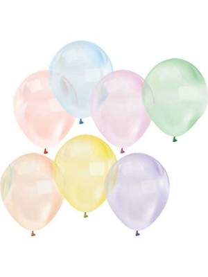 Eğlence Marketi 12 Inç Standart Boy Pastel Balon 50 Adet Renkli Şeffaf