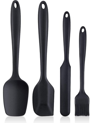 Mother Kitchen 4 Parça Büyük Boy Silikon Yumurta Fırçası Kaşık Bıçak Spatula Seti Isıya Dayanıklı