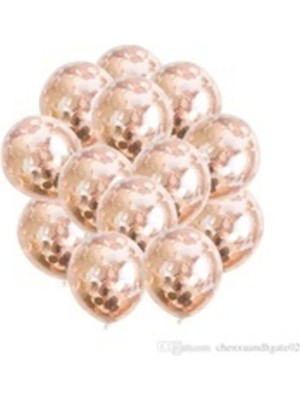 Eğlence Marketi 10 Adet Konfetili Şeffaf Balon Rose Gold