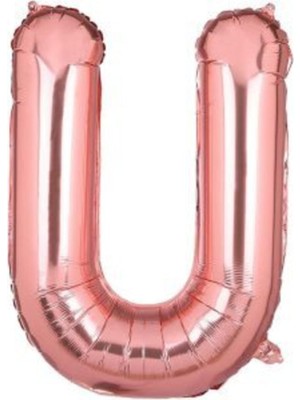 Eğlence Marketi 34 Inç 80 cm Rose Gold Folyo Rakam Balon U