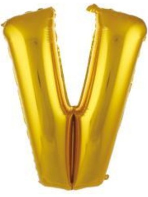 Eğlence Marketi 34 Inç 76 cm Altın Folyo Harf Balon V