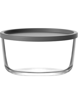 Lav Round Cam Saklama Kabı Tekli Büyük Boy 1,5 L Gri Plastik Kapaklı (Hazırlık / Sunum Kasesi )