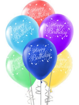 Eğlence Marketi 12 Inç Standart Boy Baskılı Balon 50 Adet Happy Birthday Baskılı