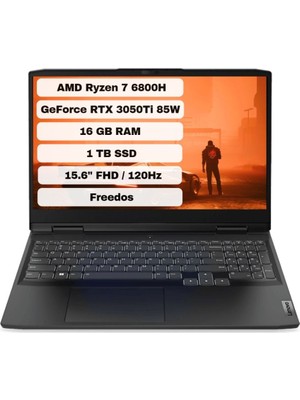 Lenovo Ideapad Gaming 3 15ARH7 AMD Ryzen 7 6800H 16GB 1TB SSD RTX 3050Ti Freedos 15.6" FHD Taşınabilir Bilgisayar 82SB00X6TX