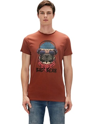 Bad Bear Reckless 0 Yaka Erkek Tshirt - Kahverengi