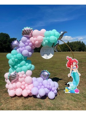 Eğlence Marketi Makaron Lila Mint ve Pembe Balon Zinciri 100 Adet