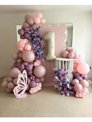 Eğlence Marketi Makaron Pembe Pink Blush ve Lavanta Balon Zinciri 100 Adet