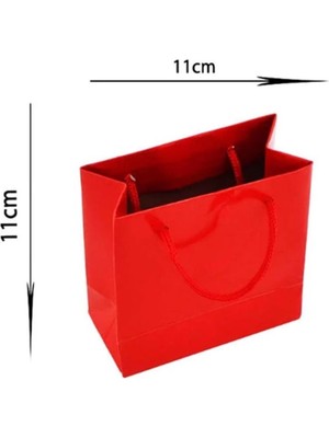 Eğlence Marketi 11X11 cm Ipli Karton Çanta 10 Adet Kırmızı