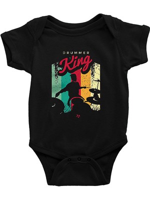 Darkhane Kral Baterist Siyah Unisex Bebek Body - Zıbın