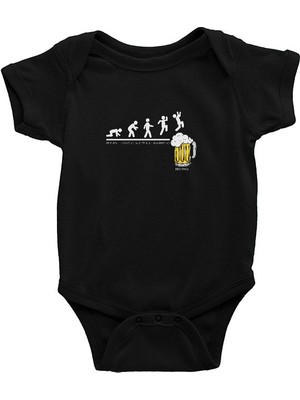 Darkhane Bira Evrimi Siyah Unisex Bebek Body - Zıbın