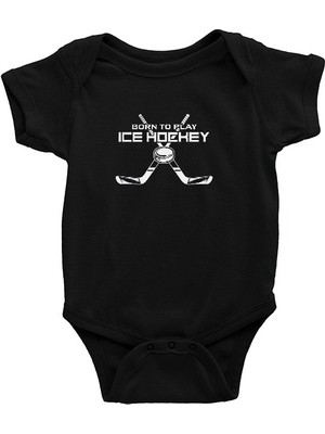 Darkhane Buz Hokeyi Siyah Unisex Bebek Body - Zıbın