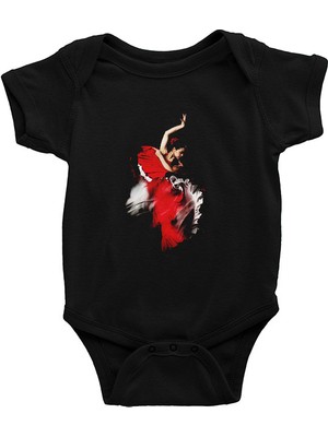 Darkhane Flamenko Siyah Unisex Bebek Body - Zıbın