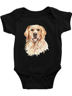 Darkhane Hadi Oynayalım Golden Retriever Siyah Unisex Bebek Body - Zıbın