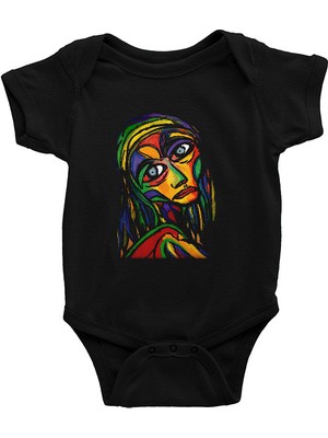 Darkhane Ekspresyonizm Siyah Unisex Bebek Body - Zıbın