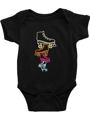 Darkhane Paten Siyah Unisex Bebek Body - Zıbın