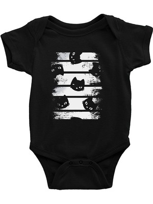Darkhane Kara Kedi Siyah Unisex Bebek Body - Zıbın