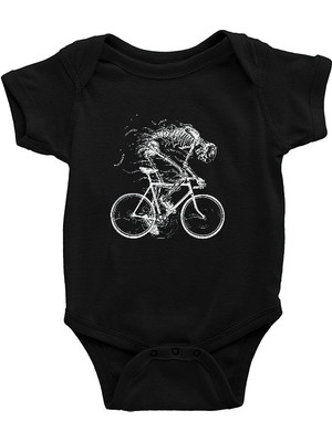 Darkhane Bisikletçi Kedi Siyah Unisex Bebek Body - Zıbın
