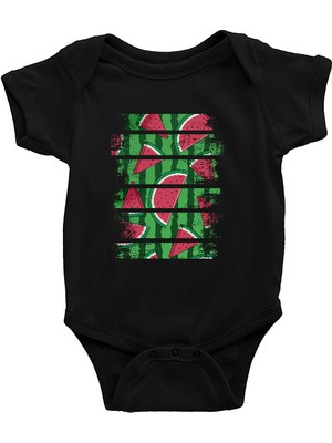 Darkhane Karpuz Siyah Unisex Bebek Body - Zıbın