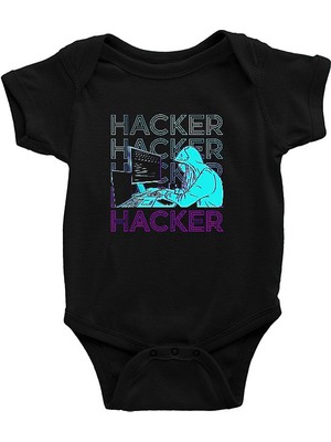 Darkhane Hacker Siyah Unisex Bebek Body - Zıbın