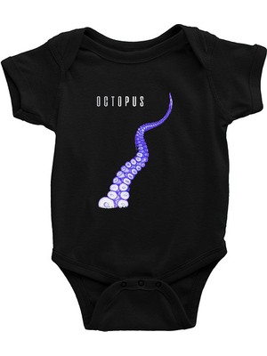 Darkhane Octopus Ahtapot Siyah Unisex Bebek Body - Zıbın