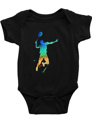 Darkhane Badminton Siyah Unisex Bebek Body - Zıbın