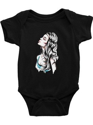 Darkhane Fashion Girl Siyah Unisex Bebek Body - Zıbın