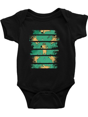 Darkhane Geyik Siyah Unisex Bebek Body - Zıbın