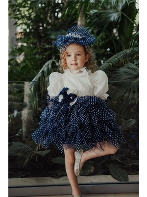 Mialora Exclusive Özel Tasarım Kız Çocuk Puantiyeli Elbise Kısa Kız Çocuk Elbisesi