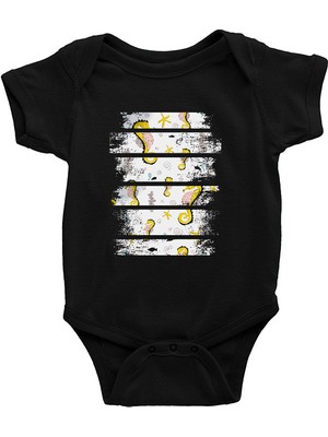 Darkhane Deniz Atları Siyah Unisex Bebek Body - Zıbın