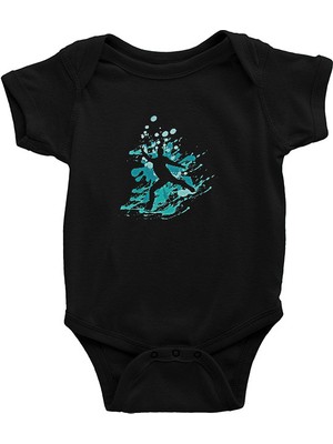 Darkhane Buz Pateni Siyah Unisex Bebek Body - Zıbın