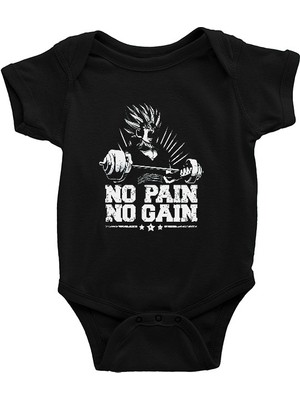 Darkhane No Pain No Gain Siyah Unisex Bebek Body - Zıbın