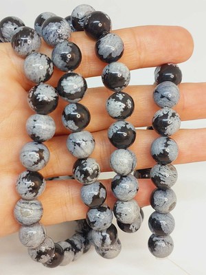 Yaşam Tohumu Kar Tanesi Obsidyen Taşı Dizi 10MM (49250)