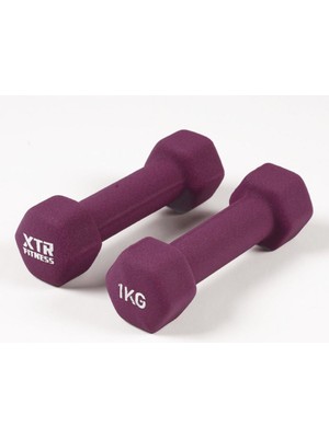 XTR Fitness Vinyl Neoprene Dambıl Seti 2 Adet 1 Kg  Mor - Kaydırmaz Premium  Kalite