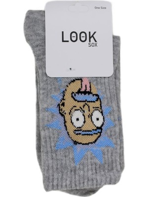 Look Socks Albert Einstein Emc Desenli Gri Kolej Çorap