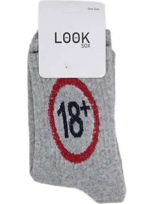 Look Socks +18 Resimli Gri Kolej Çorap 3 Çift