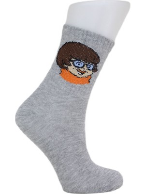 Look Socks Velma Dinkley Karakter Desenli Gri Kolej Çorap 3 Çift