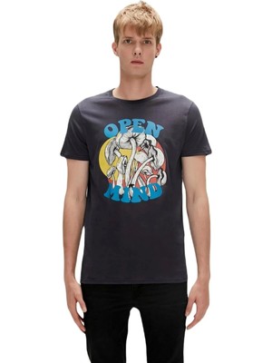 Bad Bear Open Mind Yazili Erkek Tshirt - Lacivert